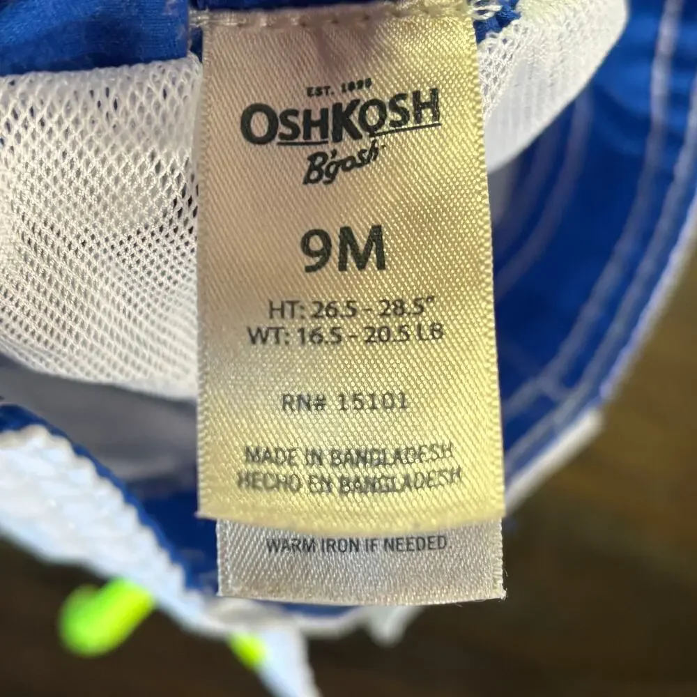 OshKosh B'gosh Boardshorts Baby 9M Blue Pineapple-Print Embroidered Swim Summer